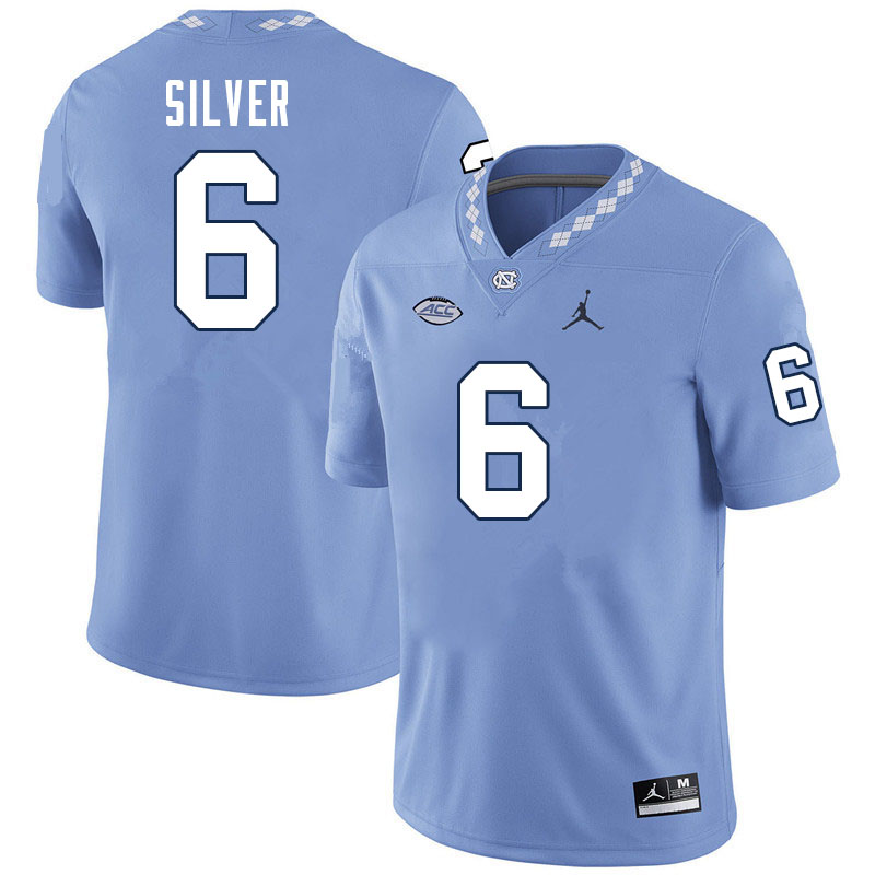 Men #6 Keeshawn Silver North Carolina Tar Heels College Football Jerseys Sale-Carolina Blue